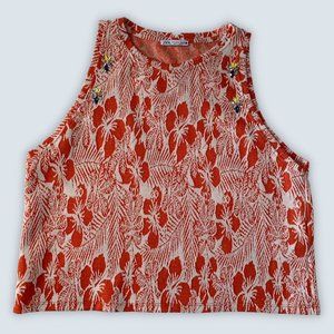 Zara Orange Patterned Tank Style Top